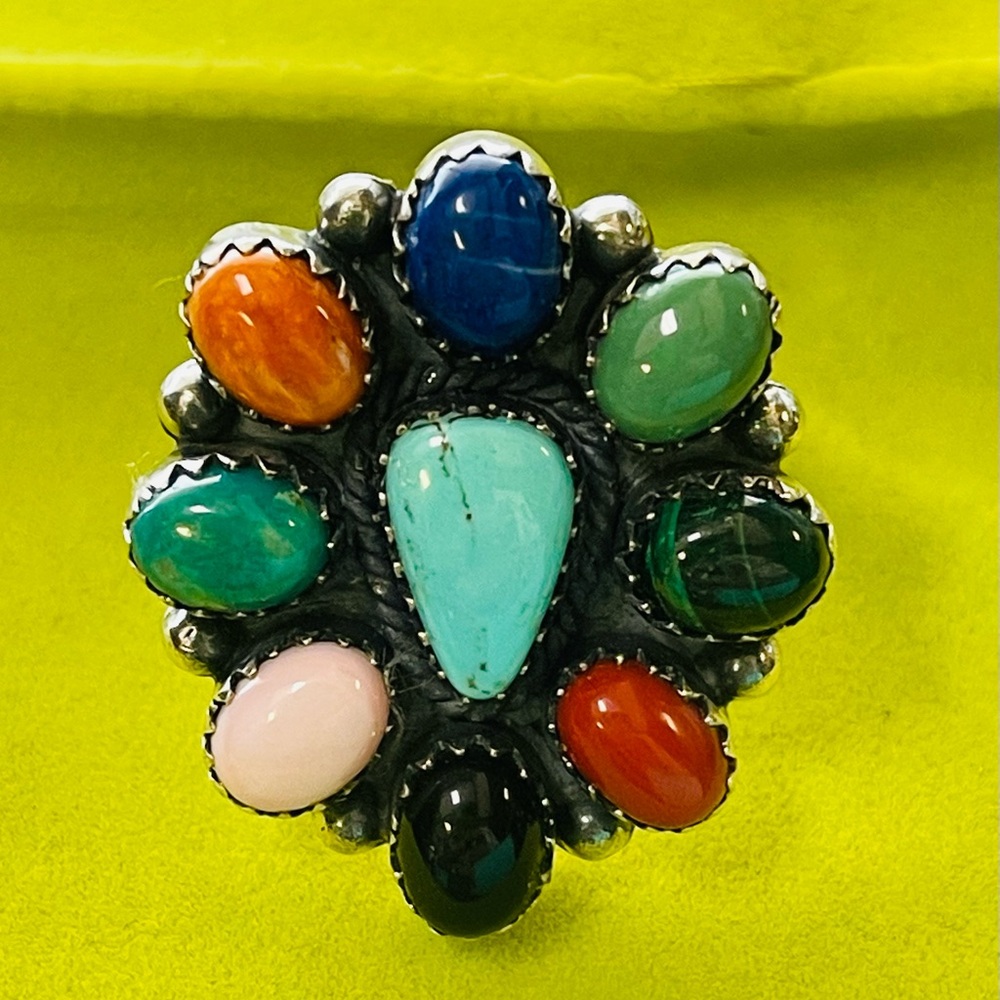 Multicolor Gemstone Silver Ring